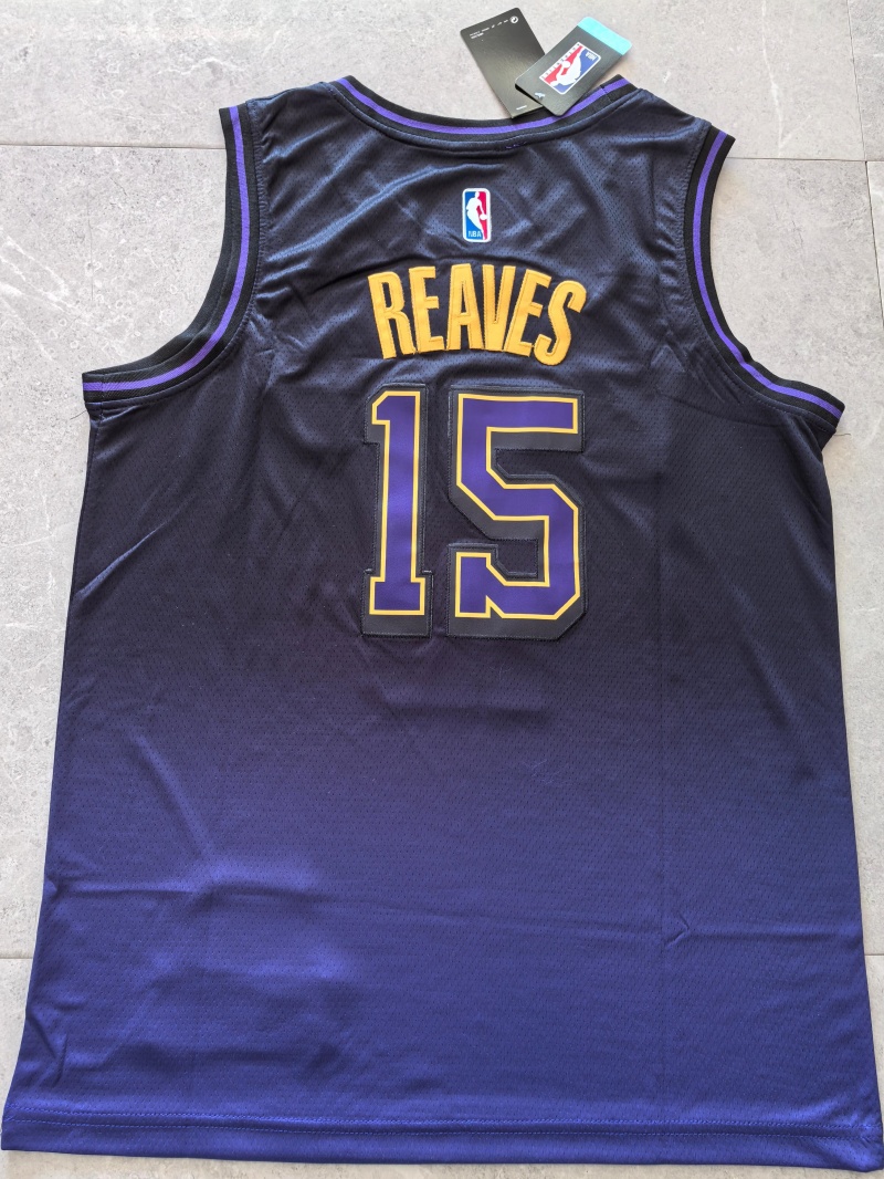 Men Los Angeles Lakers #15 Reaves purple 2024 2025 NBA jersey->detroit lions->NFL Jersey